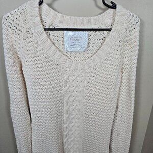 Vintage Old Navy Cream Cable Knit Crew Sweater Womens Size Small